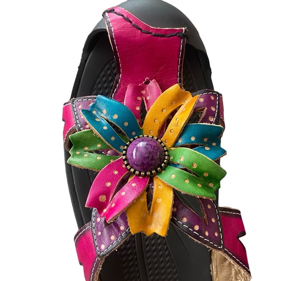 Corkys Elite Floral Leather Mule Close Toed Slide Sandals 7 - Picture 8 of 11